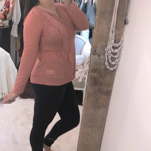 VINTAGE AMERICA size medium boho peasant top - Picture 2 of 5